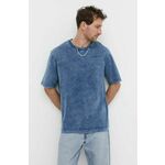 Bombažna kratka majica G-Star Raw moški - modra. Kratka majica iz kolekcije G-Star Raw, izdelana iz tanke, elastične pletenine. Model iz mehke in na otip prijetne tkanine.