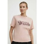 Kratka majica Fjallraven Lush Logo T-shirt ženska, roza barva, F14600165 - roza. Kratka majica iz kolekcije Fjallraven, izdelana iz tanke, elastične pletenine. Model iz izjemno udobne tkanine z visoko vsebnostjo bombaža.