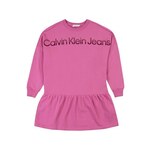 Otroška bombažna obleka Calvin Klein Jeans vijolična barva - vijolična. Otroški obleka iz kolekcije Calvin Klein Jeans. Model izdelan iz elastične pletenine. Model iz izjemno udobne bombažne tkanine.