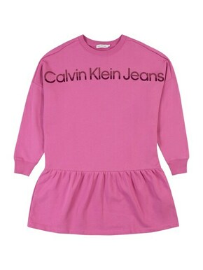 Otroška bombažna obleka Calvin Klein Jeans vijolična barva - vijolična. Otroški obleka iz kolekcije Calvin Klein Jeans. Model izdelan iz elastične pletenine. Model iz izjemno udobne bombažne tkanine.