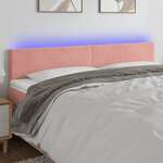 Greatstore LED posteljno vzglavje roza 200x5x78/88 cm žamet