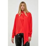 Svilena bluza Victoria Beckham rdeča barva - rdeča. Bluza iz kolekcije Victoria Beckham, izdelana iz lahke tkanine. Model iz izjemno udobne, zračne tkanine.