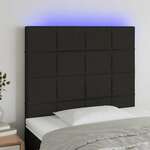 Greatstore LED posteljno vzglavje črno 80x5x118/128 cm blago