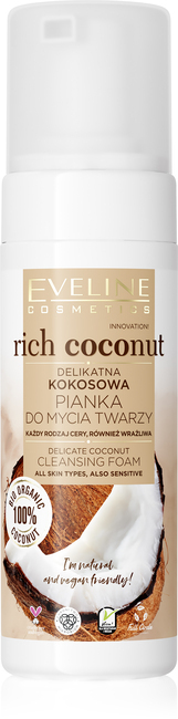 Eveline Cosmetics Rich Coconut nežna čistilna pena s probiotiki 150 ml