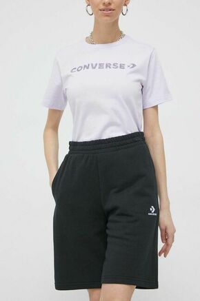 Kratke hlače Converse črna barva - črna. Kratke hlače iz kolekcije Converse. Model izdelan iz pletenine. Izjemno udoben material.