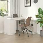 vidaXL Pisalna miza bela 110x50x75 cm trdna borovina