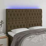 Greatstore LED posteljno vzglavje temno rjavo 160x7x118/128 cm blago