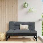 vidaXL Vrtni sredinski kavč črn 120x80 cm trdna borovina