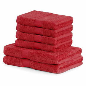 Komplet 2 rdečih kopalnih brisač in 4 brisač DecoKing Bamby Red