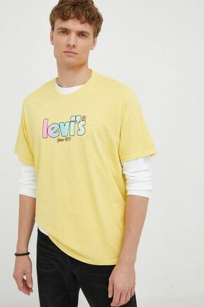 Bombažna kratka majica Levi's rumena barva - rumena. Ohlapna kratka majica iz kolekcije Levi's. Model izdelan iz tanke