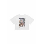 Otroška bombažna kratka majica Kenzo Kids bela barva - bela. Otroški kratka majica iz kolekcije Kenzo Kids. Model izdelan iz tanke, elastične pletenine. Lahek in udoben model, idealen za vsakodnevno nošenje.