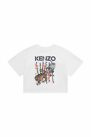 Otroška bombažna kratka majica Kenzo Kids bela barva - bela. Otroški kratka majica iz kolekcije Kenzo Kids. Model izdelan iz tanke