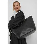 Torbica Tommy Hilfiger črna barva - črna. Velika torbica iz kolekcije Tommy Hilfiger. Model na zapenjanje, izdelan iz ekološkega usnja s kristali.