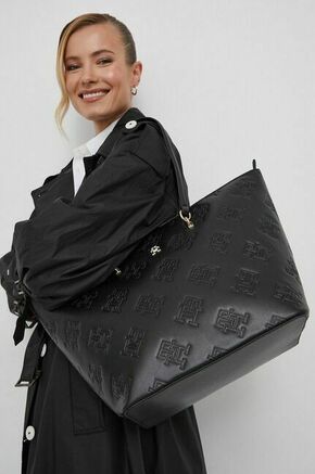 Torbica Tommy Hilfiger črna barva - črna. Velika torbica iz kolekcije Tommy Hilfiger. Model na zapenjanje