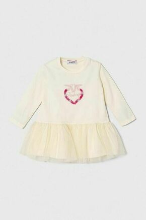 Obleka za dojenčka Pinko Up bež barva - bež. Obleka za dojenčke iz kolekcije Pinko Up. Nabran model