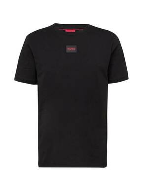 Bombažna kratka majica HUGO črna barva - črna. Lahkotna kratka majica iz kolekcije HUGO. Model izdelan iz tanke