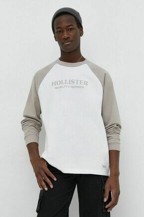 Bombažna majica z dolgimi rokavi Hollister Co. bež barva - bež. Majica z dolgimi rokavi iz kolekcije Hollister Co. Model izdelan iz tanke