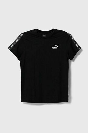 Otroška bombažna kratka majica Puma Ess Tape Tee B črna barva - črna. Otroška kratka majica iz kolekcije Puma