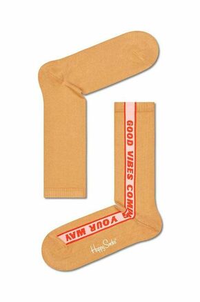 Nogavice Happy Socks Good Vibes oranžna barva - oranžna. Visoke nogavice iz kolekcije Happy Socks. Model izdelan iz elastičnega