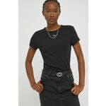 Kratka majica Tommy Jeans ženski, črna barva - črna. Oprijeta kratka majica iz kolekcije Tommy Jeans. Model izdelan iz tanke, elastične pletenine.
