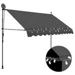 shumee Ročno zložljiva tenda z LED lučmi 250 cm antracitna