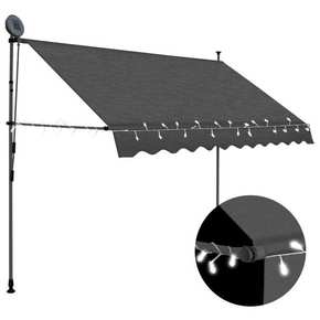 Shumee Ročno zložljiva tenda z LED lučmi 250 cm antracitna