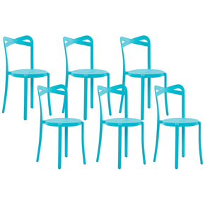 Beliani Komplet 6 modrih plastičnih jedilnih stolov CAMOGLI