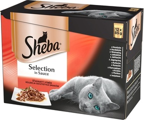 Shumee Izbor vrečk SHEBA v omaki Juicy Flavors - mokra hrana za mačke v omaki (z govedino