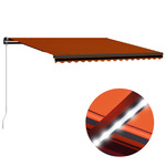 shumee Ročno zložljiva tenda LED 450x300 cm oranžna in rjava