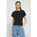 Bombažna kratka majica Abercrombie &amp; Fitch ženski, črna barva - črna. Kratka majica iz kolekcije Abercrombie &amp; Fitch, izdelana iz tanke, elastične pletenine. Model iz mehke in na otip prijetne tkanine.