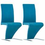 Greatstore Jedilni stoli cikcak oblike 2 kosa modro umetno usnje