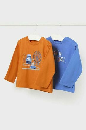 Otroška bombažna majica z dolgimi rokavi Mayoral 2-pack - modra. Majica z dolgimi rokavi za dojenčka iz kolekcije Mayoral. Model izdelan iz pletenine s potiskom.