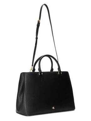 Usnjena torbica Lauren Ralph Lauren črna barva - črna. Velika torbica iz kolekcije Lauren Ralph Lauren. na zapenjanje