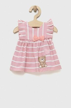 Obleka za dojenčka Mayoral Newborn roza barva - roza. Obleka za dojenčke iz kolekcije Mayoral Newborn. Raven model izdelan iz vzorčaste pletenine.