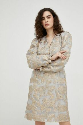 Obleka Bruuns Bazaar siva barva - siva. Obleka iz kolekcije Bruuns Bazaar. Nabran model