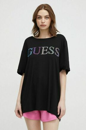 Kratka majica za plažo Guess črna barva - črna. Kratka majica za plažo iz kolekcije Guess. Model izdelan iz udobnega materiala.