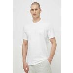 Bombažna kratka majica BOSS moški, bela barva - bela. Kratka majica iz kolekcije BOSS, izdelana iz pletenine z nalepko. Model iz zračne bombažne tkanine.