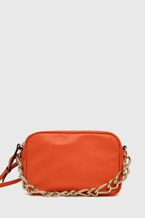 Usnjena torbica Red Valentino oranžna barva - oranžna. Majhna torbica iz kolekcije Red Valentino. na zapenjanje