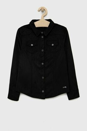 Otroška srajca Guess črna barva - črna. Otroška srajca iz kolekcije Guess. Model izdelan iz enobarvne tkanine.