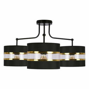 Črna stropna svetilka s tekstilnim senčnikom ø 20 cm Andy – Candellux Lighting