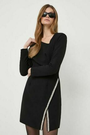 Obleka Morgan črna barva - črna. Obleka iz kolekcije Morgan. Model izdelan iz tkanine z nalepko. Zaradi vsebnosti poliestra je tkanina bolj odporna na gubanje.