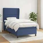 shumee Box spring postelja z vzmetnico modra 90x200 cm blago