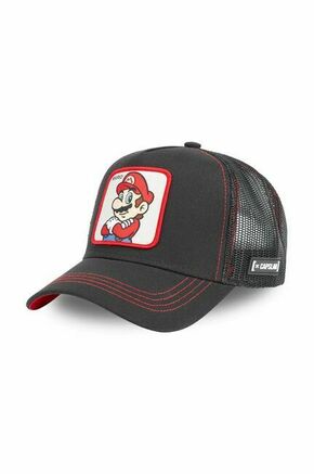 Kapa Capslab Super Mario - črna. Kapa s šiltom vrste baseball iz kolekcije Capslab. Model izdelan iz enobarvnega materiala z vstavki.