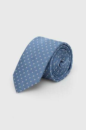 Kravata s primesjo svile HUGO - modra. Kravata iz kolekcije HUGO. Model izdelan iz vzorčaste tkanine. Material