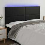 Vidaxl LED posteljno vzglavje črno 180x5x118/128 cm umetno usnje