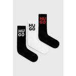 Nogavice HUGO 3-pack moške, črna barva, 50518606 - črna. Visoke nogavice iz kolekcije HUGO. Model izdelan iz elastičnega materiala. V kompletu so trije pari.