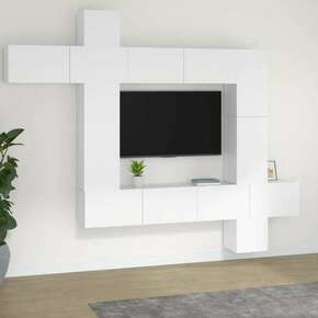 VidaXL Komplet TV omaric 9-delni bel inženirski les