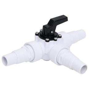 Vidaxl Kroglični ventil 3-smerni za bazen bel in črn