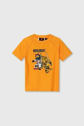 Otroška plavalna majica Lego oranžna barva - oranžna. Otroške kopalna majica iz kolekcije Lego. Model izdelan iz materiala s potiskom.