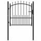 shumee Vrata za ograjo s konicami jeklo 100x100 cm črna